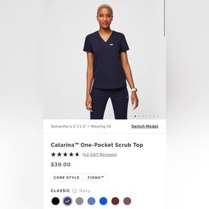 Figs Catarina One Pocket Scrub Top Navy